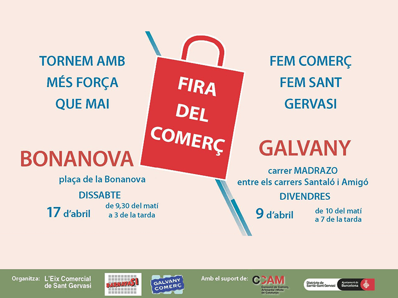 Ferias del Comercio en Galvany y Bonanova, 9 de abril y 17 de abril